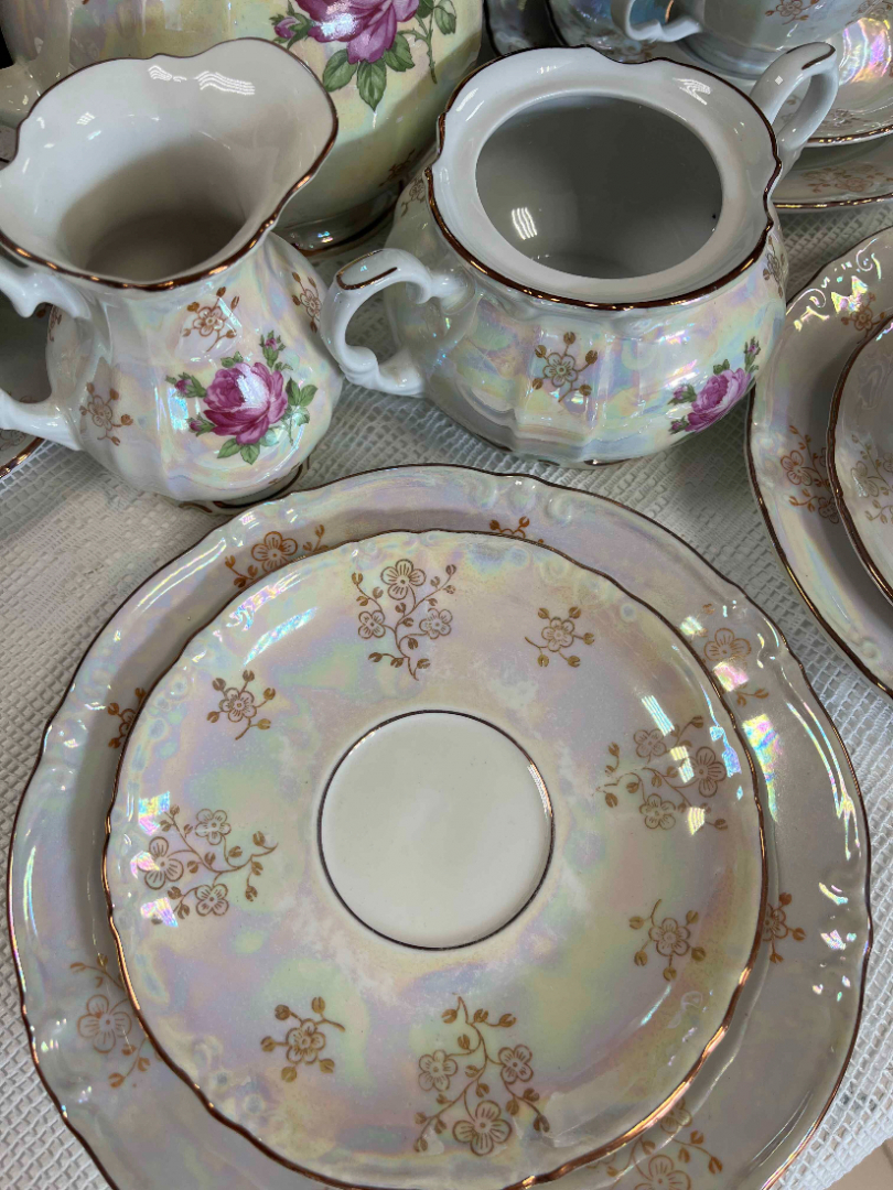 Чайный сервиз "Роза" Kahla GDR. Фарфор, перламутр, деколь, золото. Цена за 21пр. Картинка 6